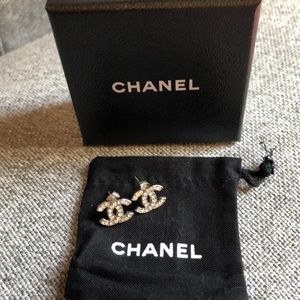 AUTHENTIC CHANEL LOGO EARRINGS